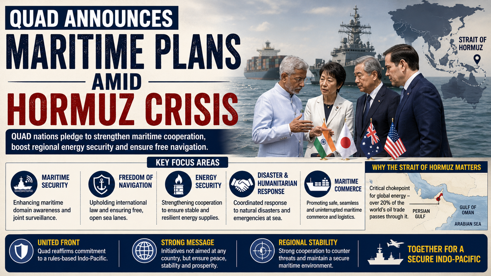 11th Quad FMM: Quad Announces Major Maritime & Energy Security Plans Amid Hormuz Crisis